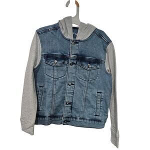 Art Class Girls SMALL 6/7 Sweater Jacket Blue Gray Faux Denim NWT